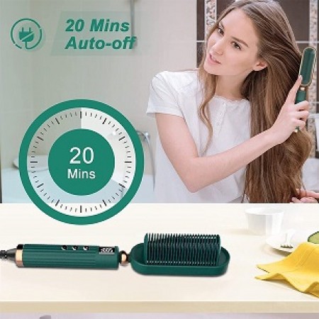 COSMONIC Hair Straightener Brush, Hot Curling Iron with 30s Fast PTC Ceramic Anti-Scald Adjustable Temperatures Double Ionic Hair Care Straight Heated Comb Perfect for Professional Salon at Home